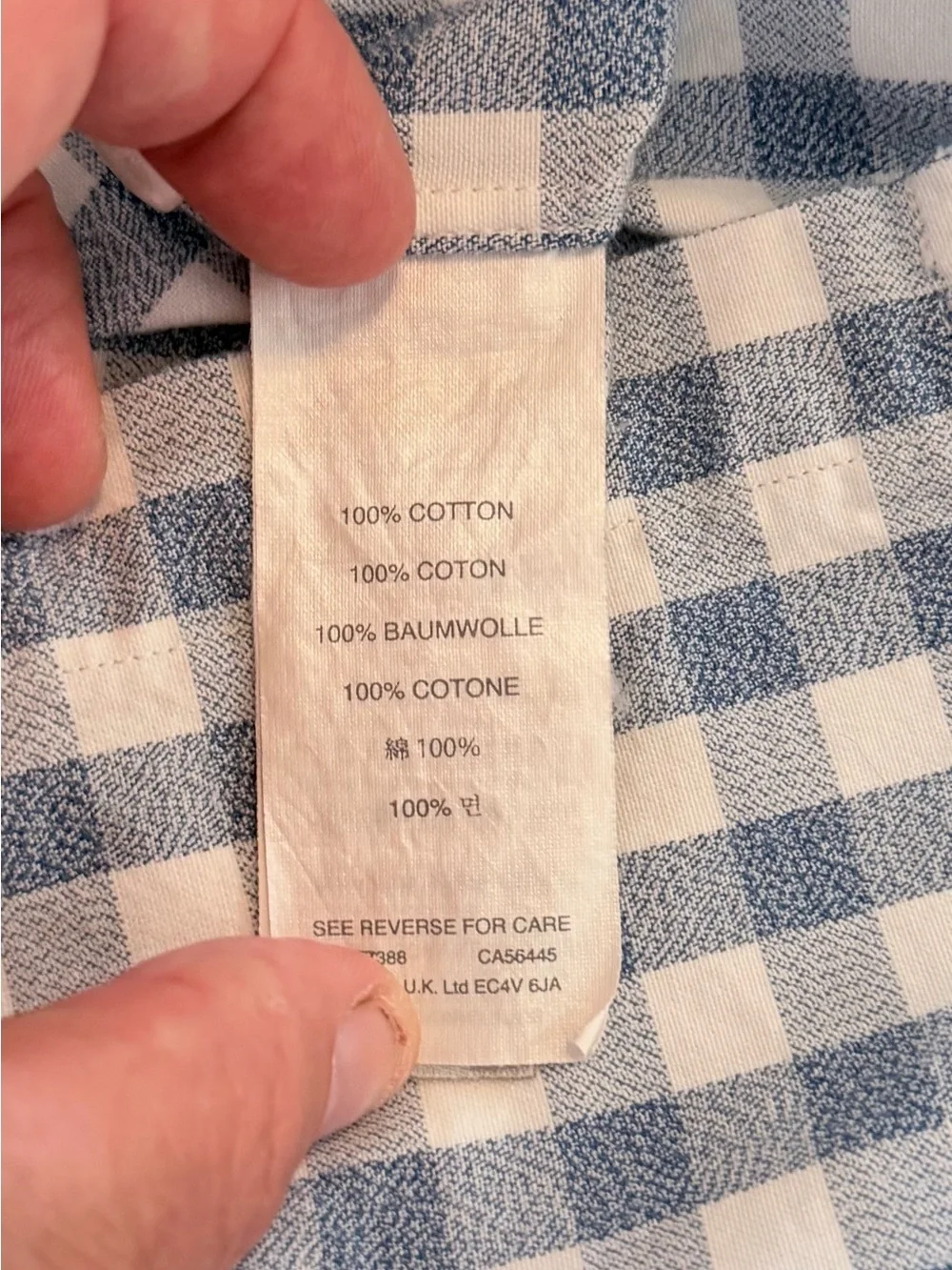 J.CREW Men's Long Sleeve Blue & White Plaid Size L